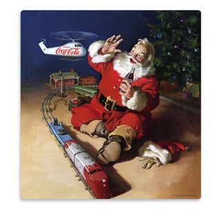 Coca-Cola Santa Helicopter Seasons Greetings Vinyl Sticker