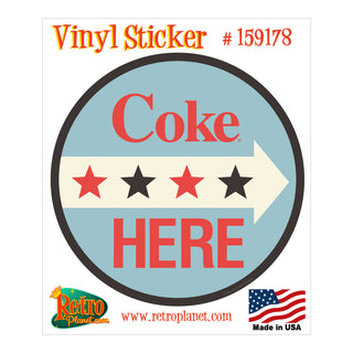 Coca-Cola Coke Here Star Arrow Vinyl Sticker