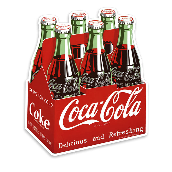 Coca-Cola Classic Bottles 6 Pack 1950s Vinyl Sticker