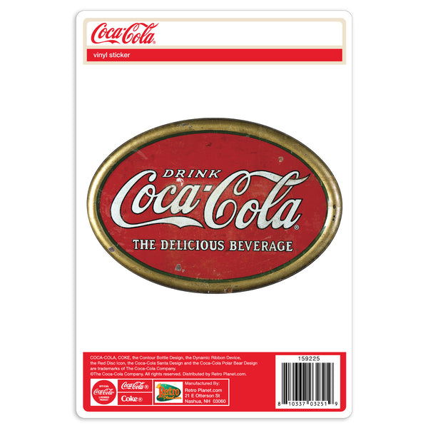 Coca-Cola Distressed Plaque Style Vinyl Sticker