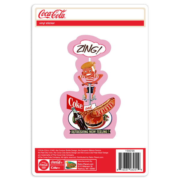 Coca-Cola Coke Food Pogo Stick Boy Vinyl Sticker