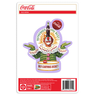 Coca-Cola Clown Buy Cartons Here Vinyl Sticker