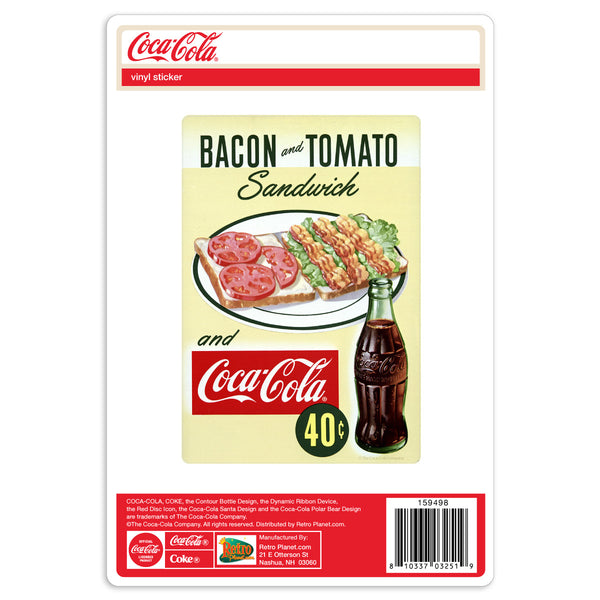 Coca-Cola Bacon Tomato Sandwich Vinyl Sticker 1950s Diner