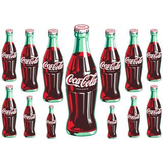 Coca-Cola Green Contour Bottles Vinyl Sticker Set Of 13