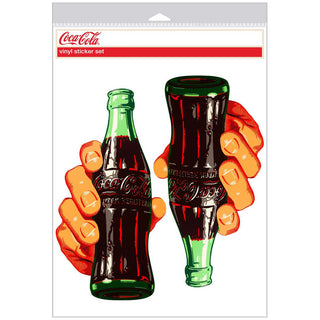 Coca-Cola Contour Hand and Bottle Vinyl Sticker Set Of 2