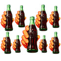 Coca-Cola Contour Hand and Bottle Vinyl Sticker Set Of 9