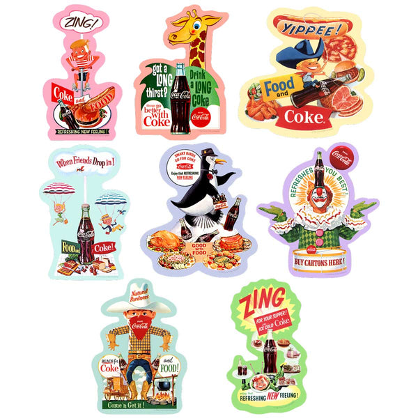 Coca Cola Food and Coke Sticker Set Of 8 Vintage Style