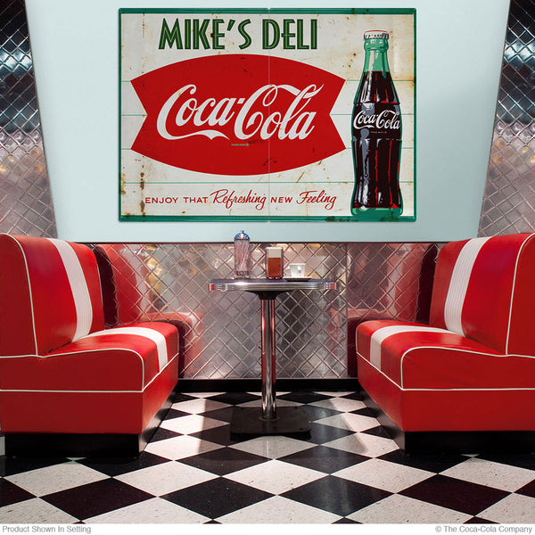Coca-Cola Fishtail Personalized Large Metal Signs Distressed