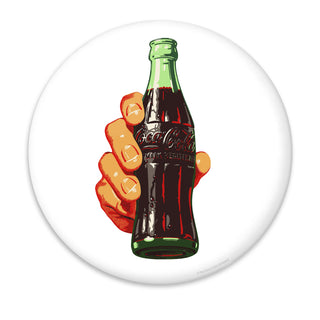 Coca-Cola Hand and Bottle Disc White Vinyl Sticker