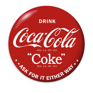 Drink Coca-Cola Red Disc Ask For It Vinyl Sticker 1930s Style