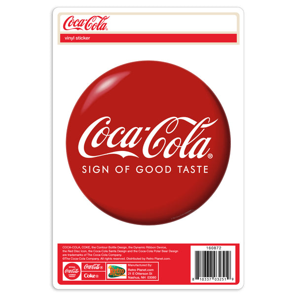 Coca-Cola Sign of Good Taste Red Disc Vinyl Sticker 1950s Style