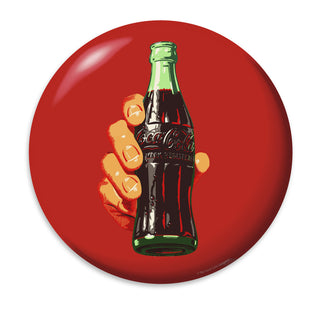 Coca-Cola Hand and Bottle Red Disc Vinyl Sticker