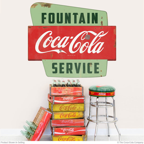 Coca-Cola Googie Style Polygon Decal Distressed (Choose Wording Options)