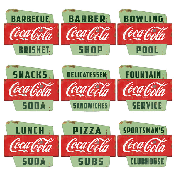 Coca-Cola Googie Style Polygon Decal Distressed (Choose Wording Options)