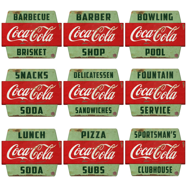 Coca-Cola Googie Style Hexagon Decal Distressed (Choose Wording Options)