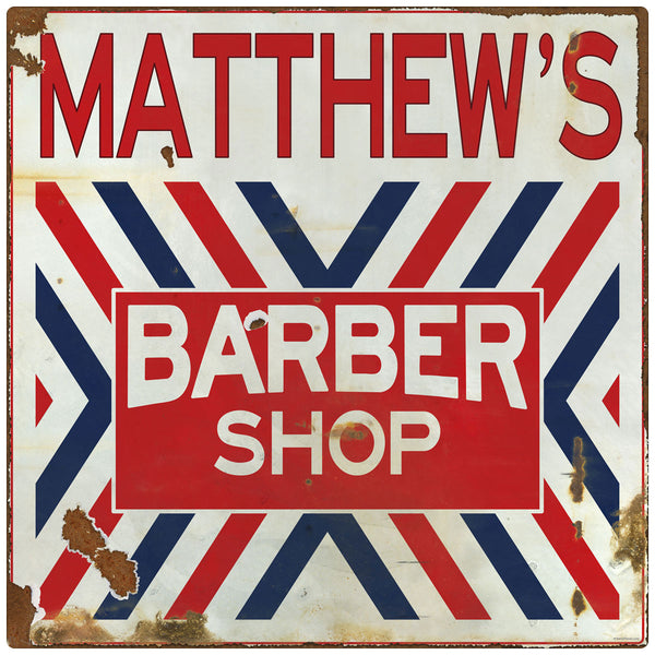 Barber Shop X Stripes Customizable Wall Decal Distressed