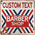 Barber Shop X Stripes Custom Metal Sign Distressed