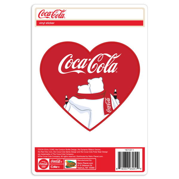 Coca-Cola Polar Bear Snuggle Heart Vinyl Sticker