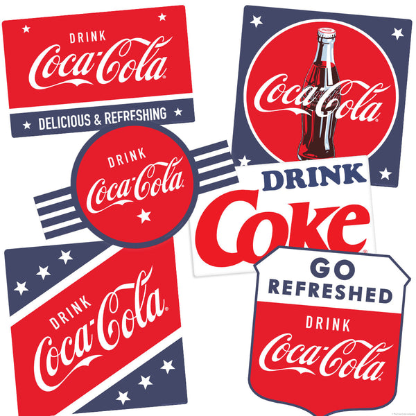 Drink Coca-Cola Patriotic Stars & Stripes Coke Vinyl Sticker Set of 6