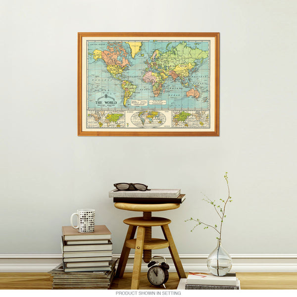 Bacons World Map Vintage Style Poster
