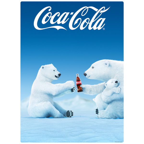 Coca-Cola Polar Bear Family White Script Wall Mural Decal