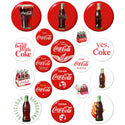 Coca-Cola Red Disc Button Vinyl Stickers Set of 18 Red White