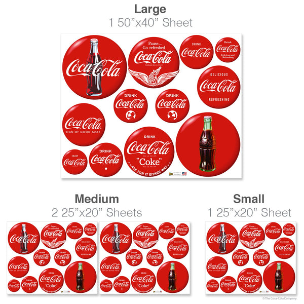 Coca-Cola Red Discs and Slogans Decal Set