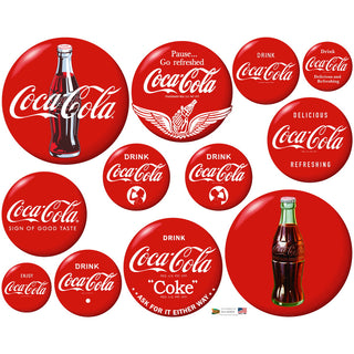 Coca-Cola Red Discs and Slogans Decal Set