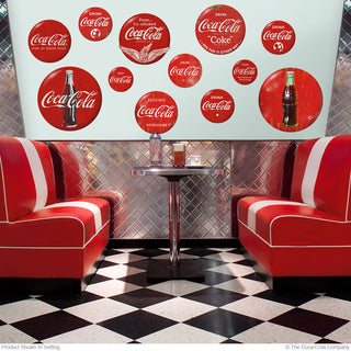 Coca-Cola Red Discs and Slogans Decal Set Distressed