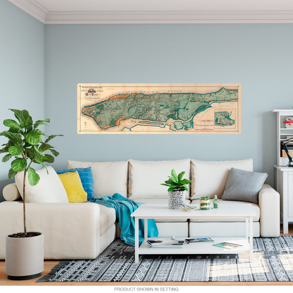 New York City and Island 1865 Map Wall Decal