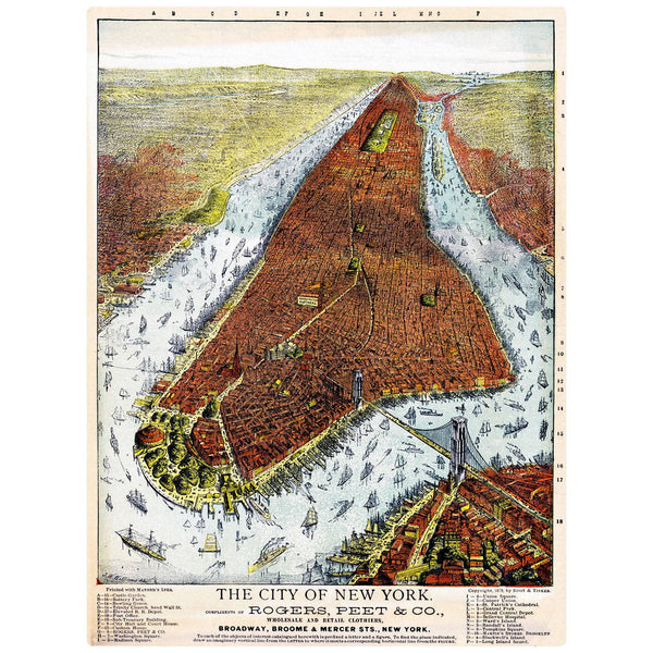 Manhattan New York City 1879 Map Wall Decal