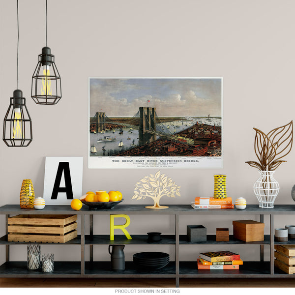 Brooklyn Bridge New York 1885 Currier and Ives Wall Decal