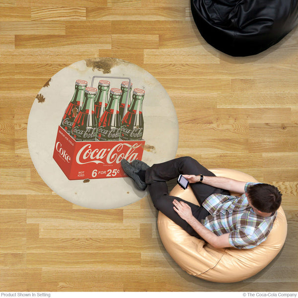 Coca-Cola 6 Pack Bottles Disc Floor Graphic White Grunge