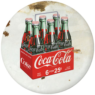 Coca-Cola 6 Pack Bottles Disc Floor Graphic White Grunge