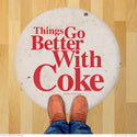 Things Go Better with Coke Disc Floor Graphic White Grunge