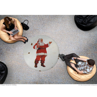 Coca-Cola Santa Disc Holiday Floor Graphic White Grunge