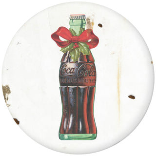 Coca-Cola Bottle Holiday Bow Disc Floor Graphic White Grunge