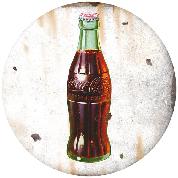 Coca-Cola Green Bottle Disc Floor Graphic White Grunge