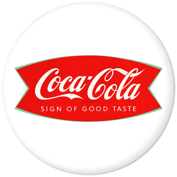 Coca-Cola Fishtail Logo Disc Floor Graphic White 1960s Style