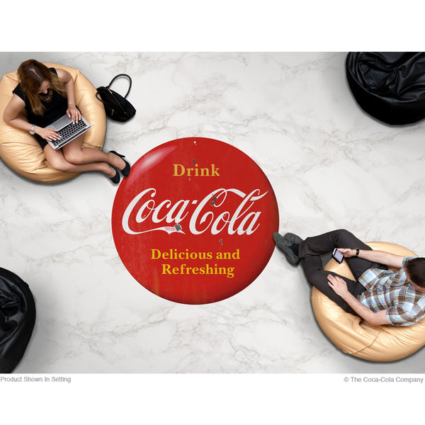 Drink Coca-Cola Red Disc Floor Graphic 1910s Style Grunge