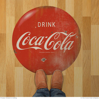 Drink Coca-Cola Red Disc Floor Graphic 1930s Style Grunge