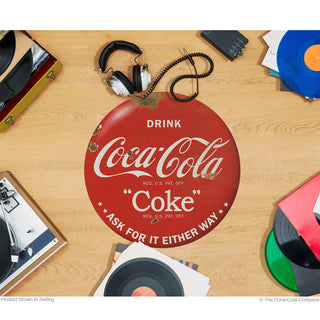 Drink Coca-Cola Red Disc Floor Graphic Ask For It 1930s Style Grunge