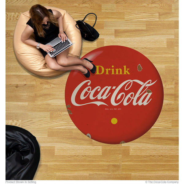 Drink Coca-Cola Red Disc Floor Graphic Yellow 1930s Style Grunge