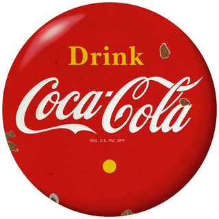 Drink Coca-Cola Red Disc Floor Graphic Yellow 1930s Style Grunge