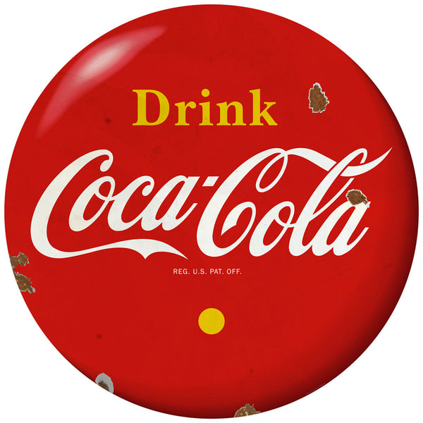 Drink Coca-Cola Red Disc Floor Graphic Yellow 1930s Style Grunge