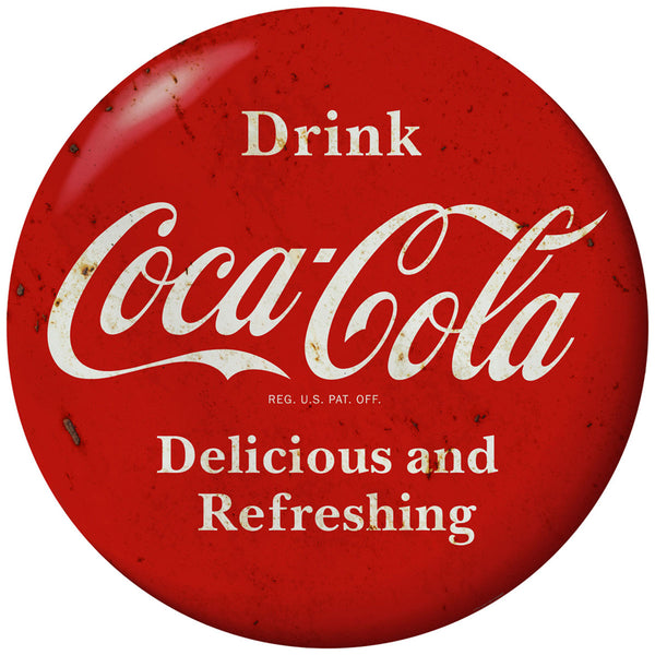 Drink Coca-Cola Red Disc Floor Graphic Delicious 1930s Style Grunge