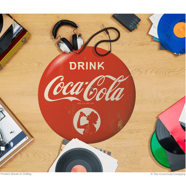 Drink Coca-Cola Red Disc Floor Graphic Girl Silhouette Grunge