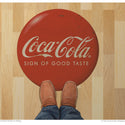Coca-Cola Sign of Good Taste Red Disc Floor Graphic 50s Style Grunge