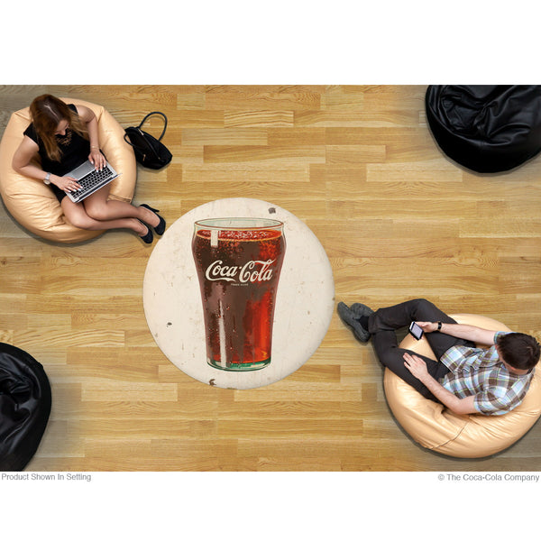 Coca-Cola Bell Glass Disc Floor Graphic White Grunge
