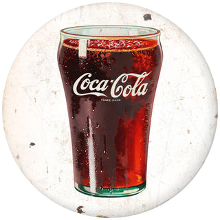 Coca-Cola Bell Glass Disc Floor Graphic White Grunge